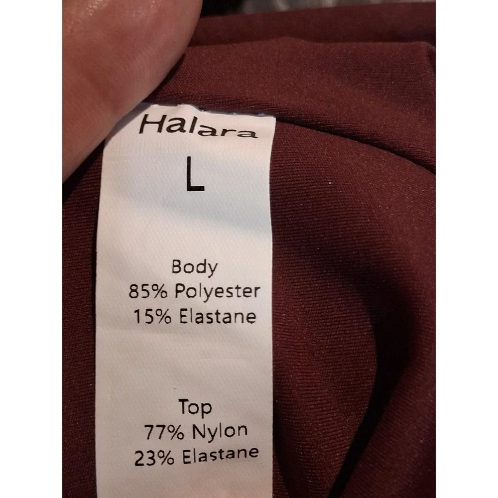Halara Burgundy Wide Leg V-Neck Spaghetti Strap Jumpsuit with Pockets Large - Picture 7 of 7